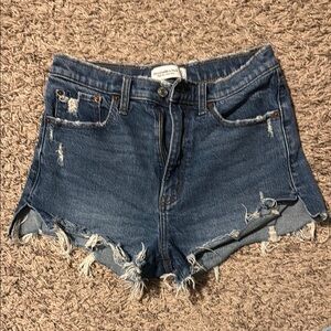 Abercrombie & Fitch Blue Jean Shorts High-Waisted Distressed